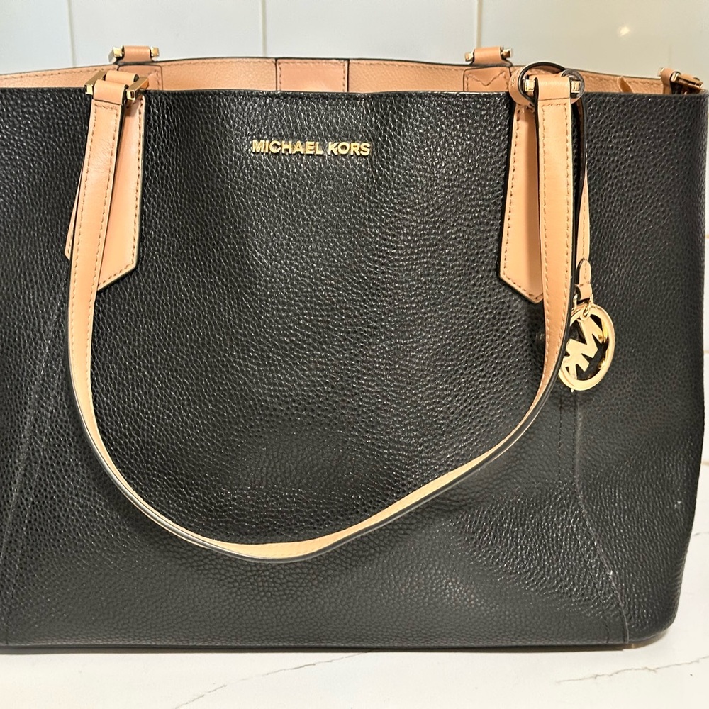 Michael Kors Black and Tan Tote Bag